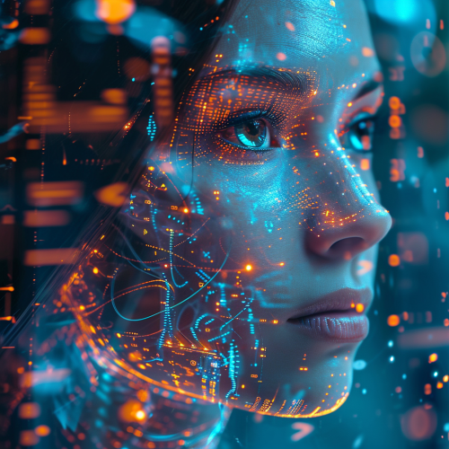 Beautiful woman connecting mind to computer ports Beautiful woman connecting mind to computer ports