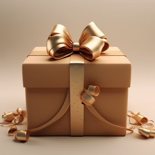 Elegant gift box with golden bow Elegant gift box with golden bow