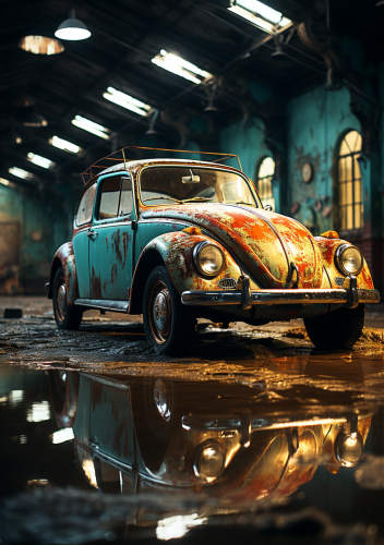 Beetle Volkswagen with Graffiti in Brazil