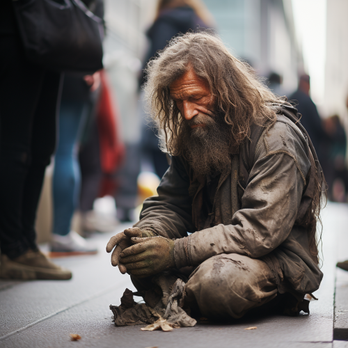 Man begging for money