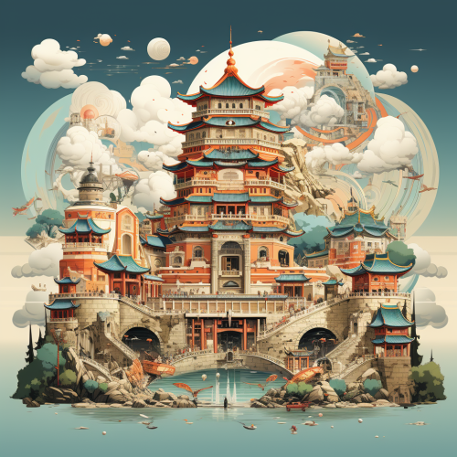 Beijing Landmarks Cartoons Icons