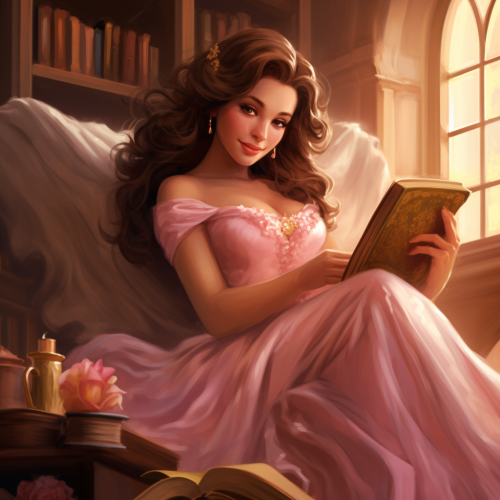 Belle reading a book in a cozy armchair Belle reading a book in a cozy armchair