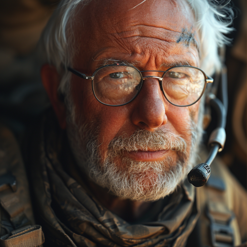 Photorealistic Bernie Sanders as Soldier in Iraq