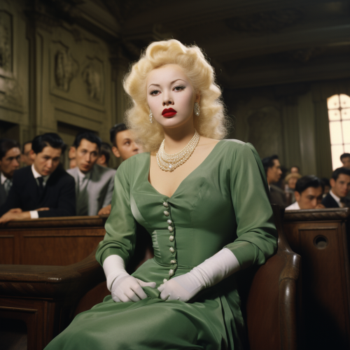 Betty Brosmer in North Korean Parlament Speaker attire