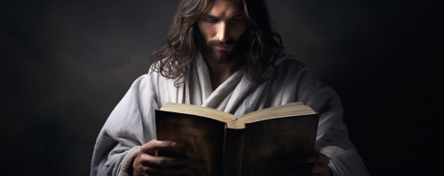 The Bible and Jesus, isolated on white background