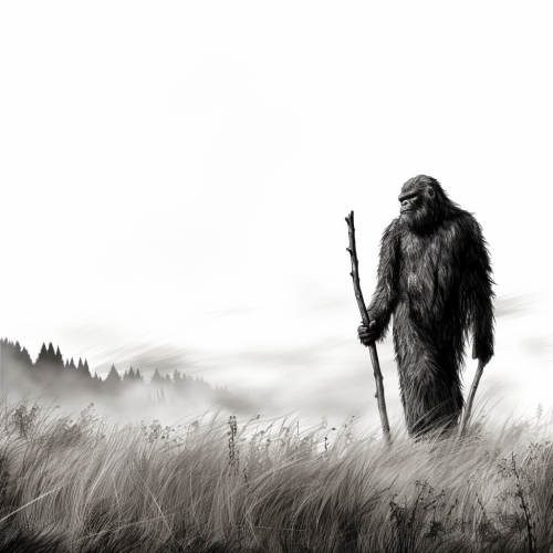 bigfoot walking in field