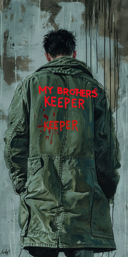 Paddy Considine in green army parka