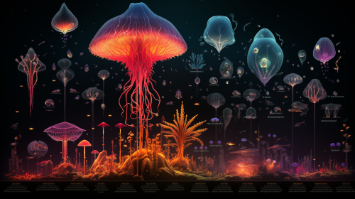 Image showcasing bioluminescent organisms and their glow