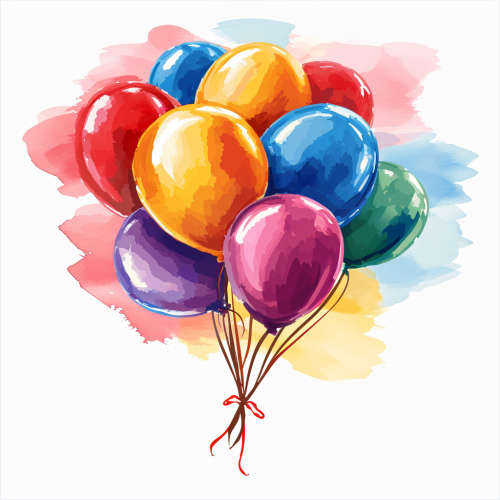 Happy birthday postcard with air balloons