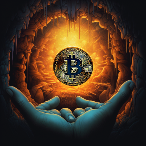 Person holding on to Bitcoin