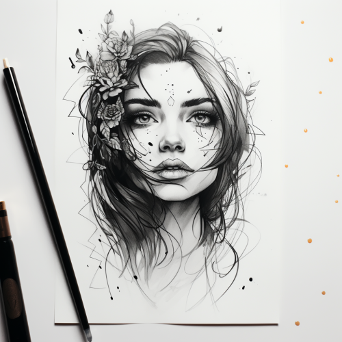 Beautiful minimalist black and white feminine tattoo