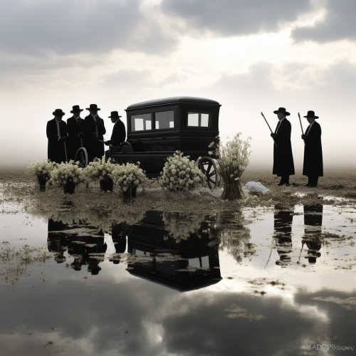 Grieving family at funeral