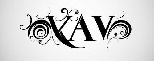 Black and white illuminated  Kavan  word vector