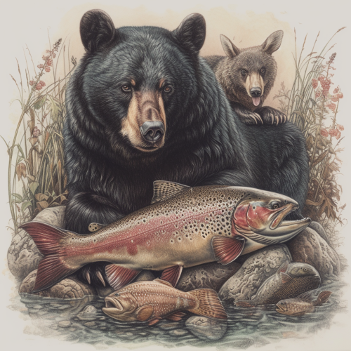 Hyperrealistic black bear bull trout northern pintail art