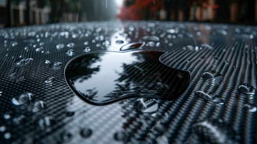 3D Apple Logo on Carbon Fiber Background