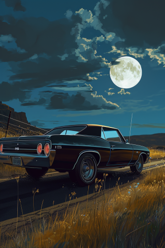 Black Chevrolet El Camino speeding through the Badlands