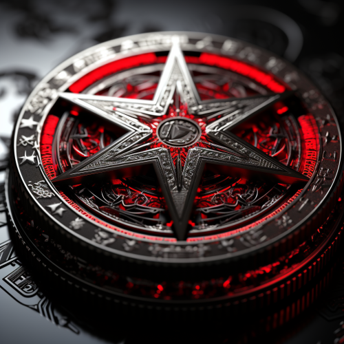 detailed black coin with trippy designs detailed black coin with trippy designs