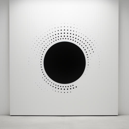 Minimalistic black dot on a white screen