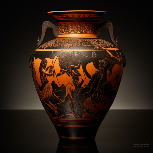 Black Greek Vase with Hercules Mythology