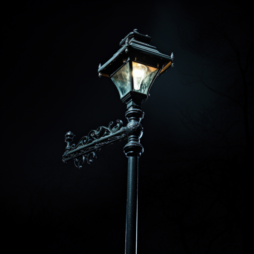 Colorful street light illuminating urban area