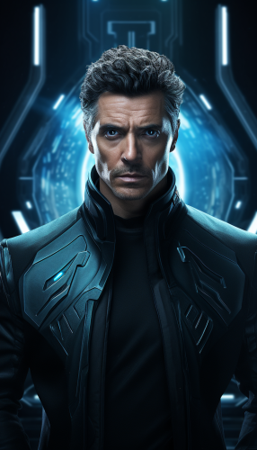 Man in Spaceship with Blue Eyes