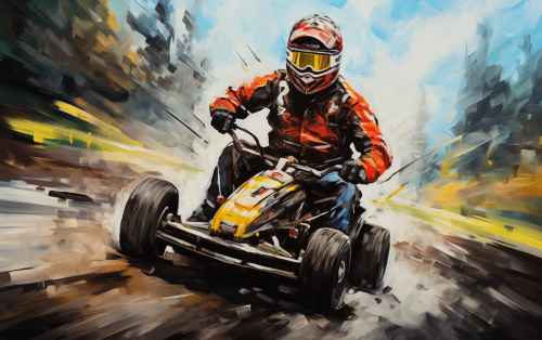 Go-Kart Racing Men in Black Hoods.