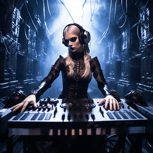 Stylish DJ Woman in Black Latex