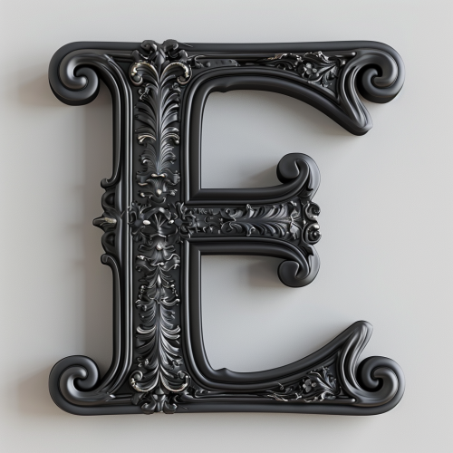 Chic black letter E on white background