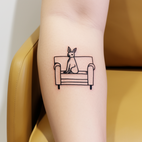 Simple black line tattoo couch kangaroo