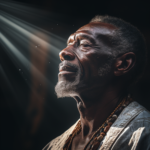 Detailed Photorealistic Black Man Portrait with Closed Eyes