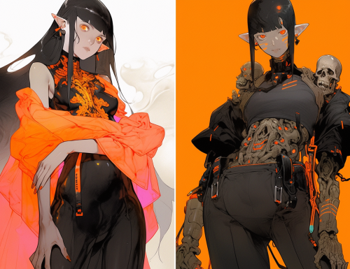 Black and Orange Halloween Amano Women Couple