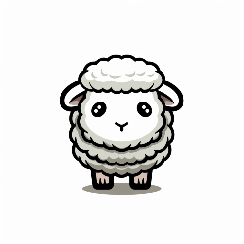 Cute sheep with black outline