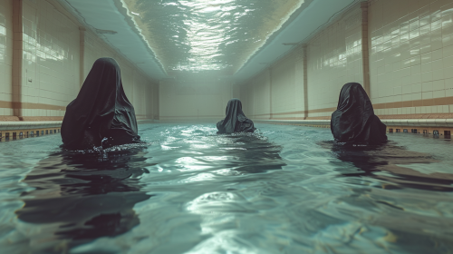 Black Oversize T-Shirts Underwater Pool