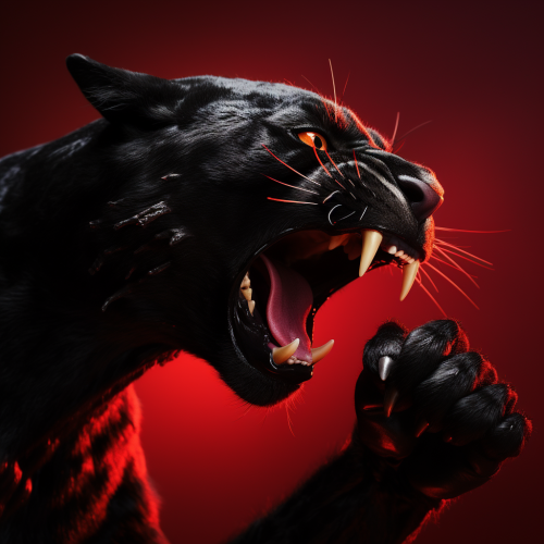 Black panther paw ripping red background Black panther paw ripping red background