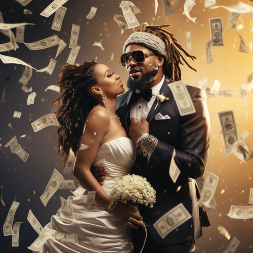Black rapper with dreads and beard on wedding day