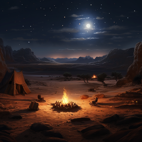 mesmerizing black sand desert campfire