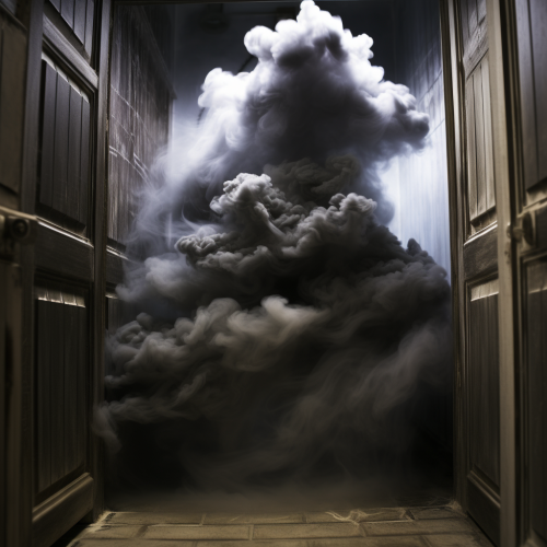 Disturbing black smoke from toilet stall