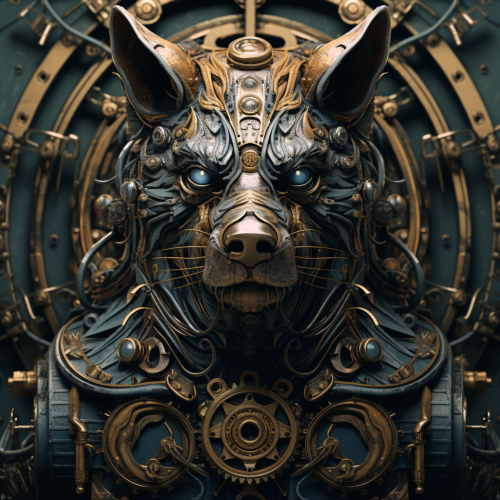 Black Steampunk Wolf in Action