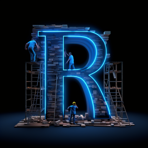 Black stick men building house