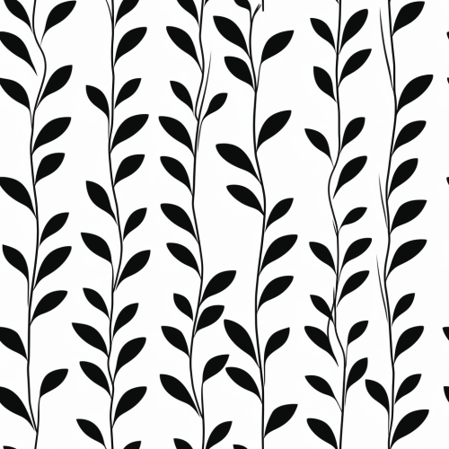 Vertical black stripes and leafy vines pattern Vertical black stripes and leafy vines pattern