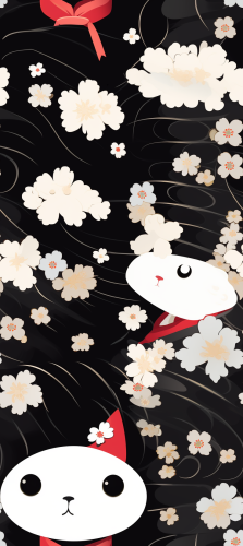 A black and white cat wearing a kimono