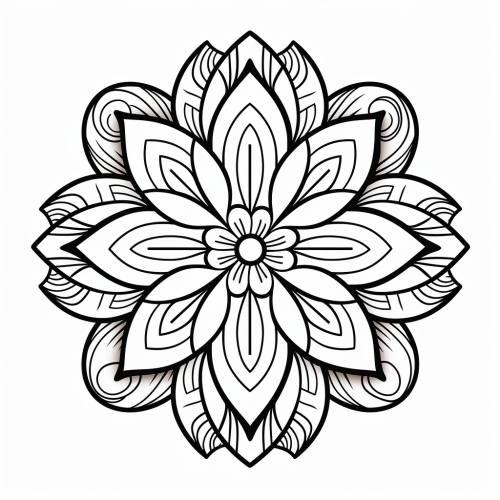 Black and white mandala coloring page for kids