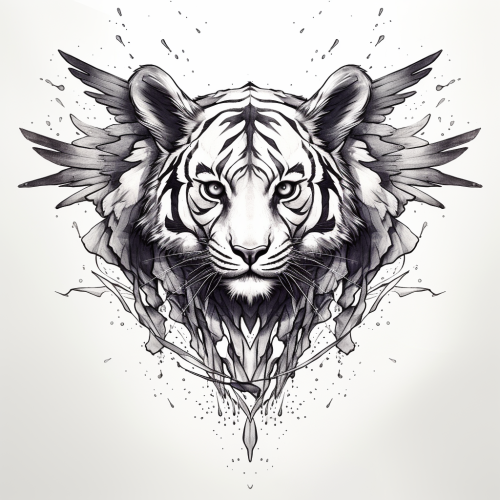 Black White Tiger Wings Tattoo Design