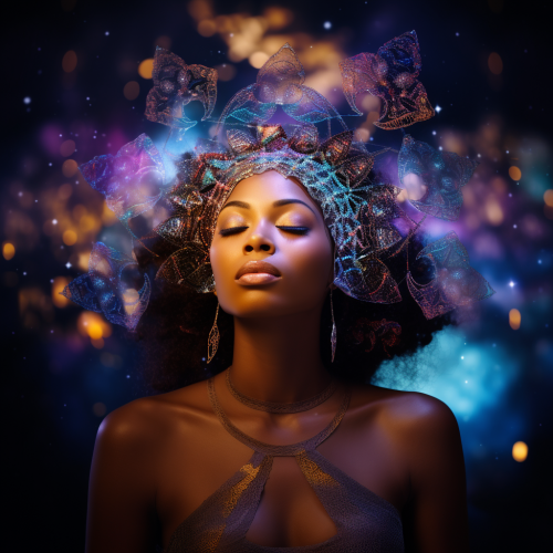 Black woman in meditation or prayer