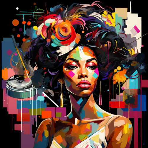 Black woman muse surrounded by artistic tools