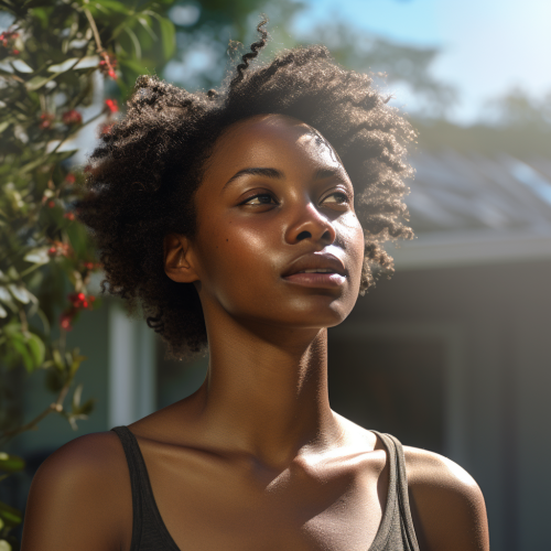 Beautiful black woman posing outdoors