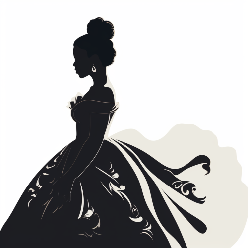 Sophisticated black woman in cotillion dress silhouette