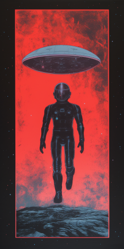 Astronaut flying in space artwork