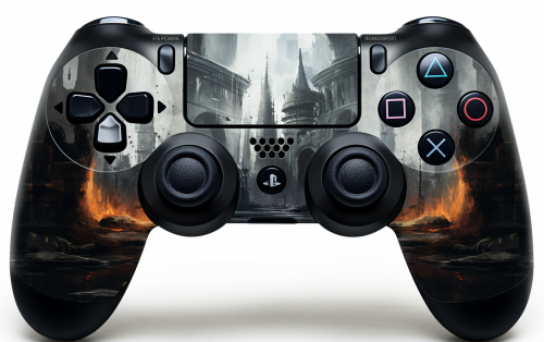 Black Hood Men Playing Controller in Dark Medieval Building