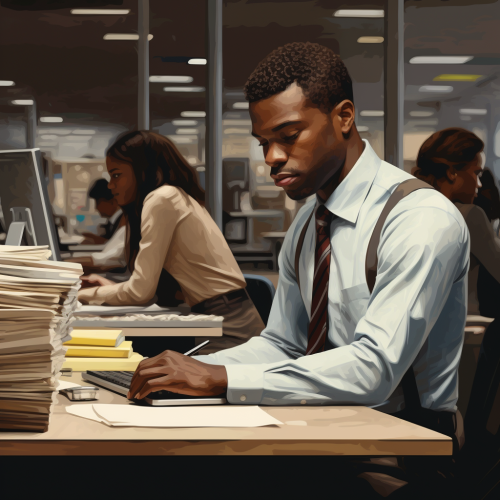Black man working at his job Black man working at his job